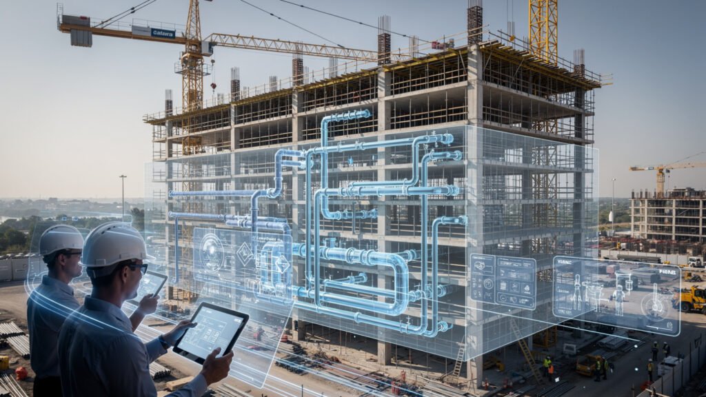 High-rise building under construction in Lahore with RCC core and frame