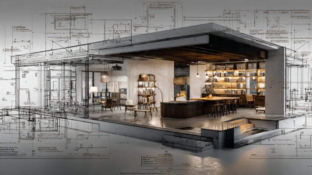 3D interior model coordinated with 2D shop drawings
