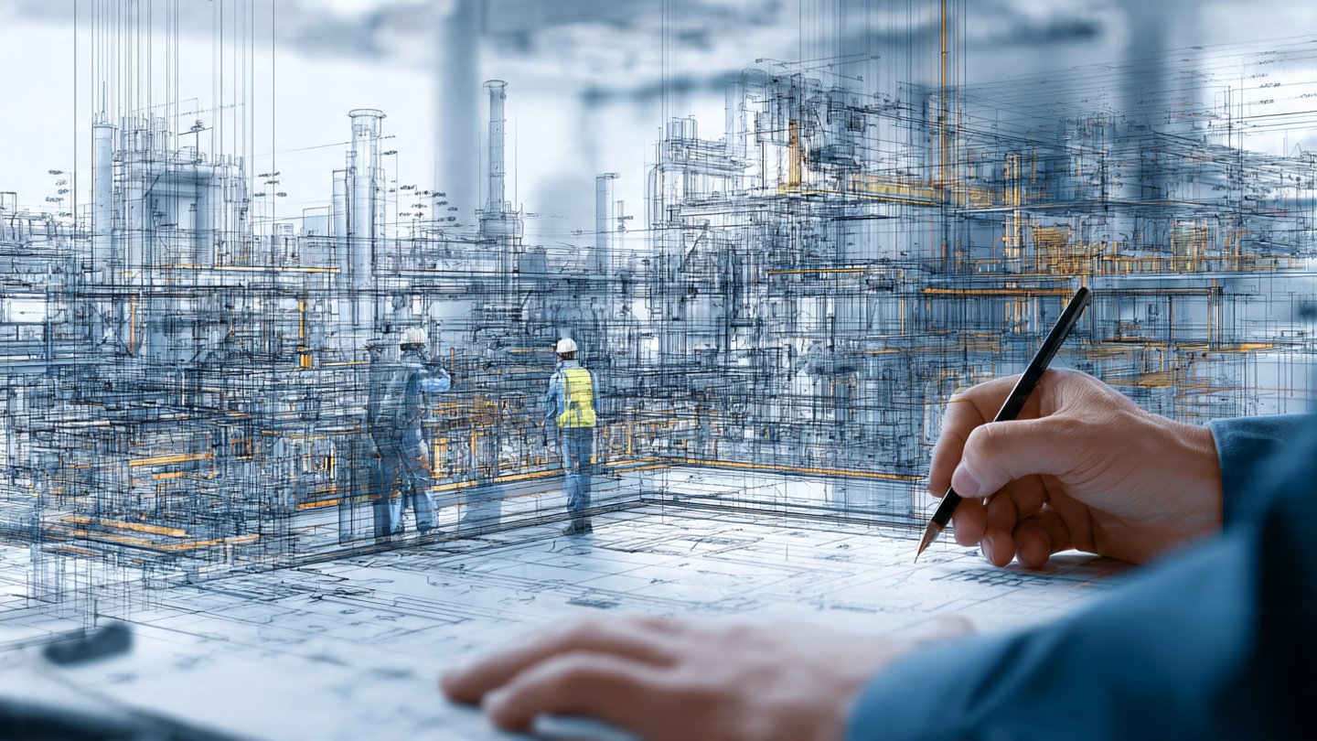 MEP engineers preparing electrical and plumbing drawings for an office building