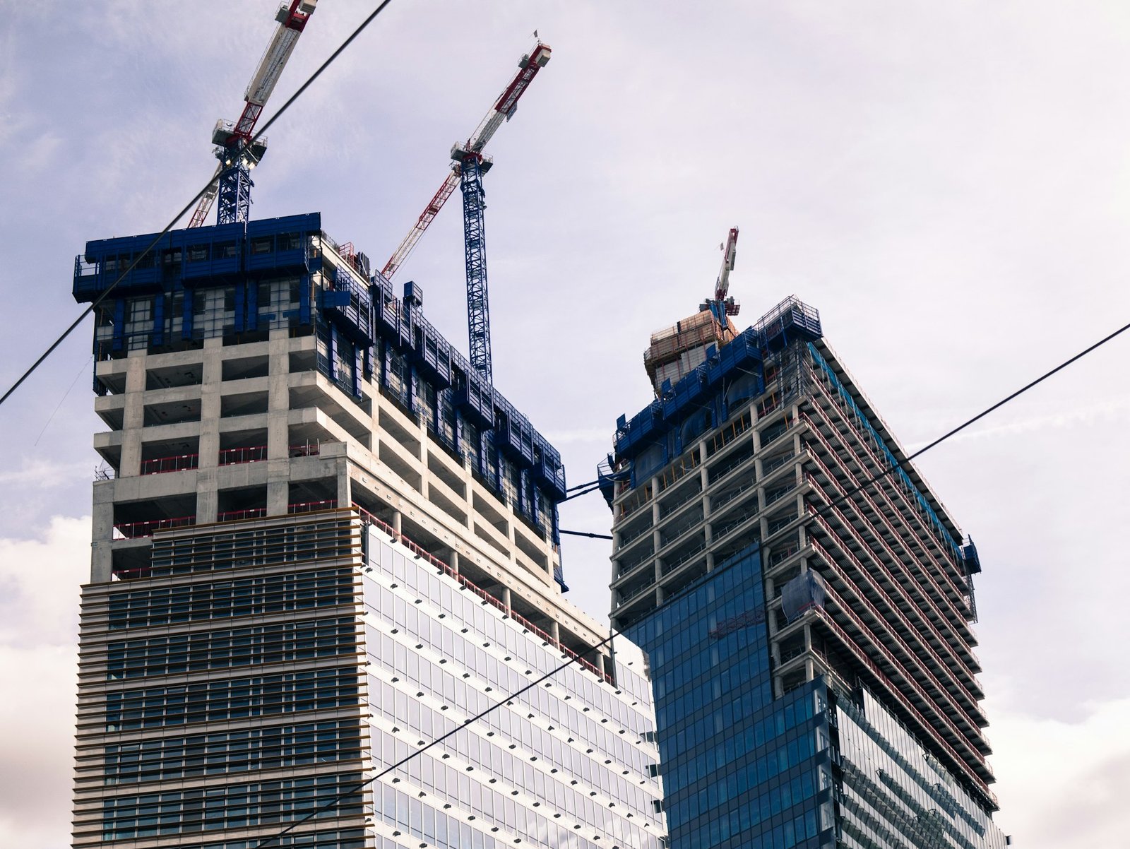 High-rise commercial building core and frame under construction