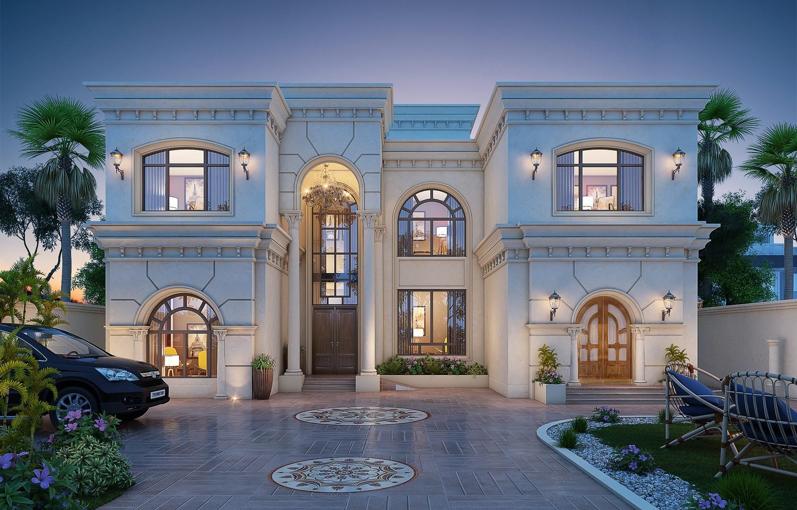 Luxury classical villa elevation, DHA Lahore