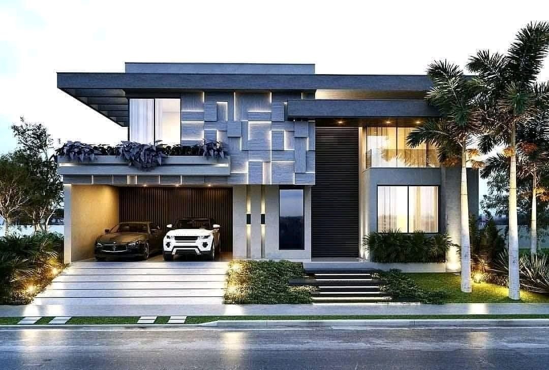 Modern house with stone cladding elevation by ACCO for OPF Housing Scheme Lahore